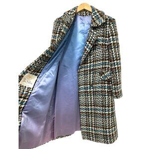 S/M Vtg 60s Tar Shire Houndstooth Plaid Tweed Textured Women's Jacket Coat